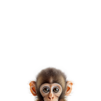 Baby monkey head isolated on transparent background, created with png