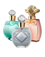 perfume garrafas isolado em transparente fundo, criada com generativo ai png