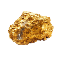 Gold nugget isolated on transparent background, created with png