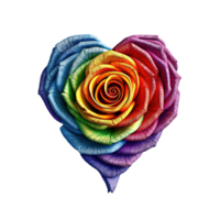 Heart shaped rose as celebrate pride isolated on transparent background, created with png