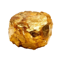 Gold nugget isolated on transparent background, created with png