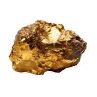 Gold nugget isolated on transparent background, created with png