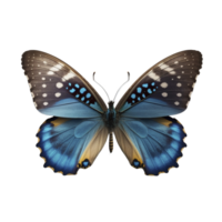 Flat lay view of the blue butterfly on transparent background, created with png