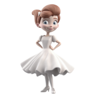 Cartoon style little girl ballerina isolated on transparent background, created with png