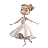 Cartoon style little girl ballerina isolated on transparent background, created with png