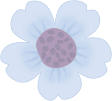 Beautiful whimsical light blue flower. Doodle sun flower illustration. png