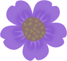 Beautiful whimsical deep purple flower. Doodle sun flower illustration. png