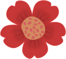 Beautiful whimsical red flower. Doodle flower illustration. png