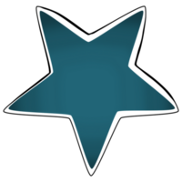 Cool blue star in black line star illustration png