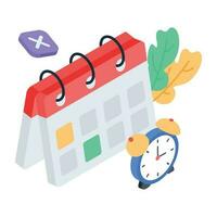 An isometric icon of schedule planning vector