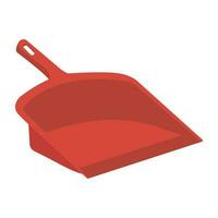 Plastic flat container with handle used to in household cleaning, dustpan icon vector