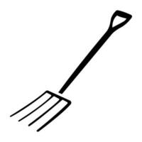 Three cornered tool with wooden handle for grip notion garden fork icon vector