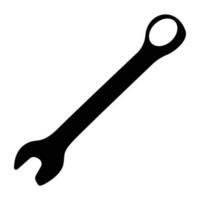 Round crescent like tool with long metal ending to a hole, icon for wrech vector
