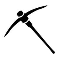 An axe with pointing heads blade and tree handle, pickaxe icon vector