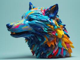 Minimalistic Wolf made of colorful origami paper Created with technology photo