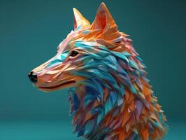 Minimalistic Wolf made of colorful origami paper Created with technology photo