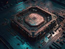 Technology circuit board pattern Motherboard industrial background Created with technology photo