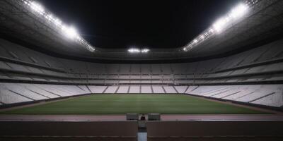 vacío estadio con un lote de luces ai generado foto