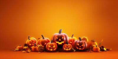 Orange Spooky Halloween background. Illustration photo