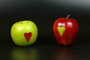 Apple heart red green photo