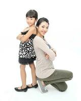 South East Asian young father mother daughter  parent girl child activity indoor photo