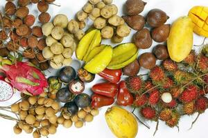 Mix southeast Asian fruit Malaysia Longan Lychee langsat rambutan salak mangosteen mango papaya photo