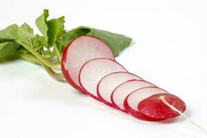 Small red radish on white background photo
