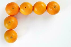 Orange Fruit top view white background photo