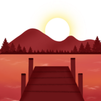 puesta de sol ver en el río png