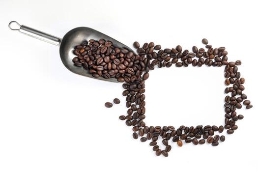 Coffee Been frame border on white background empty text space photo