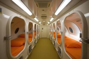 capsule hotel interior. photo