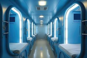 capsule hotel interior. photo