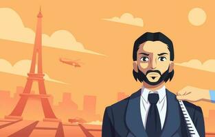 Man in Suit with Cityscape Background vector