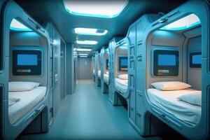 capsule hotel interior. photo