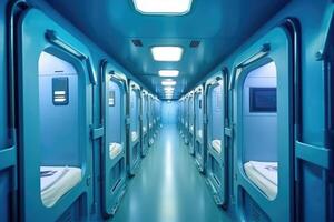 capsule hotel interior. photo