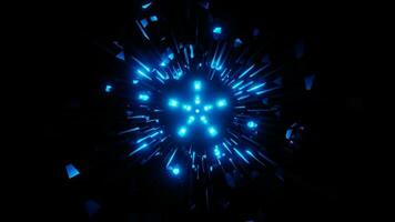 vj ciclo discoteca luz pulsante iluminado círculo azul música abstrato fundo. Alto qualidade 4k cenas video