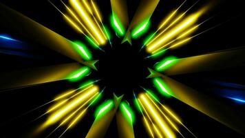 vj loop sci-fi music neon beams in space tunnel abstract rotate background. High quality 4k footage video