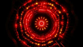 pulsante iluminado circulo rojo disco ligero vj lazo música antecedentes. 4k imágenes video