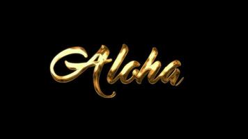 Aloha - Title Text Animation With Ink Gold Color and Black Background video