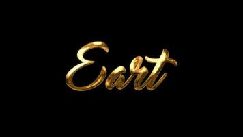 Eart - título texto animação com tinta ouro cor e Preto fundo video