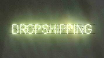 dropshipping - titel text animering med neon ljus och vägg bakgrund video