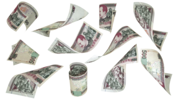 3D rendering of Honduran Lempira notes flying in different angles and orientations isolated on transparent background png