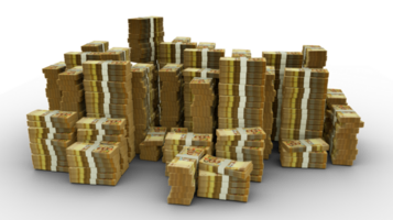 Big stack of 100 Bolivian Boliviano notes. A lot of money isolated on transparent background. 3d rendering of bundles of cash png