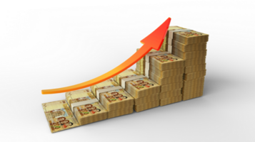 finanziell Wachstum Zeichen gemacht von Stapel von 100 bolivianisch bolivianisch Anmerkungen. 3d Rendern von bolivianisch Geld vereinbart worden im das bilden von ein Bar Graph isoliert auf transparent Hintergrund png