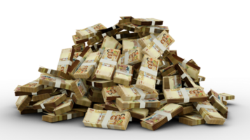 grande pila de 100 boliviano boliviano notas un lote de dinero terminado transparente antecedentes. 3d representación de manojos de efectivo png