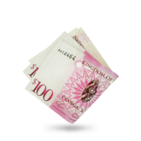 3d rendering of Folded 100 Tongan Paanga notes isolated on transparent background. png