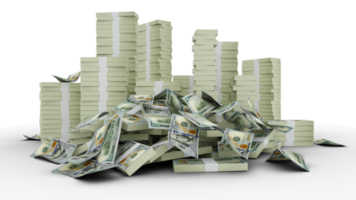 grande pilas de nosotros dólar notas un lote de dinero aislado en transparente antecedentes. 3d representación de manojos de efectivo png