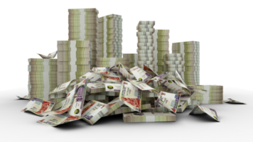 Big stacks of Egyptian pound notes. A lot of money isolated on transparent background. 3d rendering of bundles of cash png