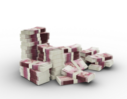 Stack of 100 Tongan Paanga notes. 3d rendering of bundles of money isolated on transparent background png