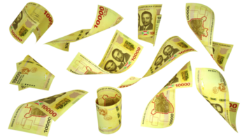 3D rendering of Burundian Franc notes flying in different angles and orientations isolated on transparent background png